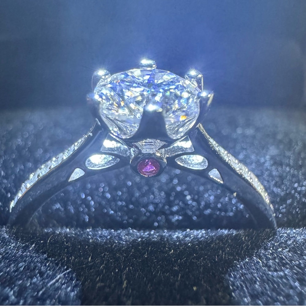 BendéLyon - 1 CT Moissanite, Engagement Ring, 925 Silver, White Gold Plated